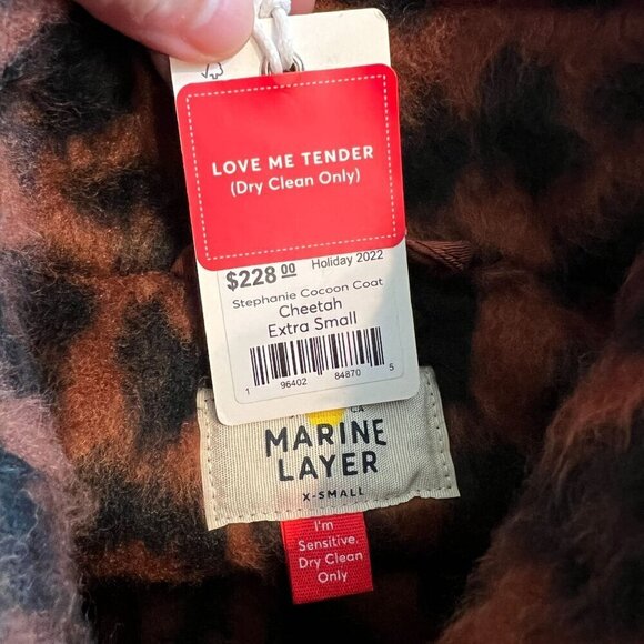 Marine Layer Stephanie Cocoon Coat Xtra Small XS in Cheetah Print - Picture 10 of 12